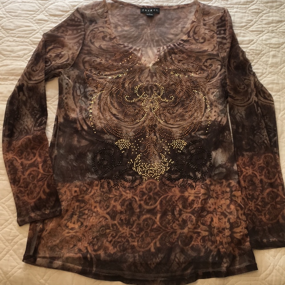 Tribal knit beaded top LG